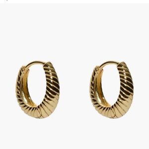 Argento Vivo Sterling Silver Rib Textured Hoop Earrings